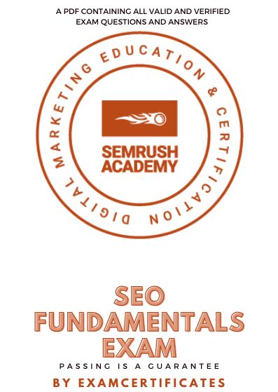 Semrush seo fundamentals exam answers - Our library of study guides and certification answers is constantly expanding, with over 500+ certifications exams currently available. Some of the popular certifications that we cover include Cisco, Google, HubSpot, CompATIA, Amazon, Google Ads, Microsoft, and many more. Our team of experienced professionals and experts create these study guides and …